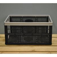 32 Litre Fold Flat Storage Crate - Black and Silver by Kingfisher