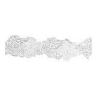 32mm Simplicity Flower Scroll with Pearls Trimming Ivory