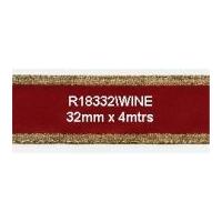 32mm Bowtique Gold Edge Ribbon 4m Wine