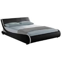 32398 stripes curve leather bed frame king black and white