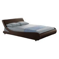 32395 curve leather bed frame king brown