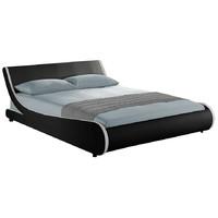 32388 stripes curve leather bed frame double black and white