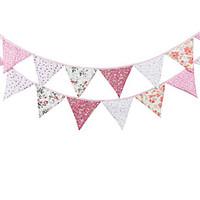3.2m 12Flags Pink Flower Banner Pennant Cotton Bunting Banner Booth Props Photobooth Birthday Wedding Party Decoration