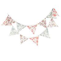 3.2m 12Flags Colorful Flowers Banner Pennant Cotton Bunting Banner Booth Props Photobooth Birthday Wedding Party Decoration