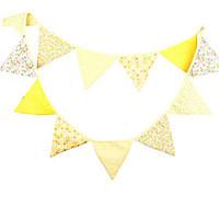 3.2m 12 Flags Yellow Banner Pennant Cotton Bunting Banner Booth Props Photobooth Birthday Wedding Party Decoration