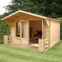 3.3m x 3.8m Large Log Cabin Studio with Veranda | Waltons