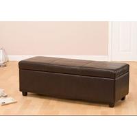 33F18L Brown Bonded Leather Bench with Storage Ottoman