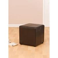 33F02PU Brown Faux Leather Cube without Lid