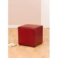 33F02PU Red Faux Leather Cube without Lid