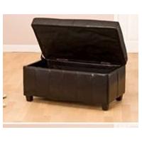 33F12PU Brown Faux Leather Medium sized Bench with Storage Ottoman