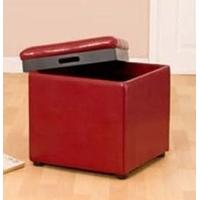 33F15-2L Red Bonded Leather Cube with Removable Tray Lid