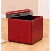 33F15-2PU Red Faux Leather Cube with Removable Tray Lid