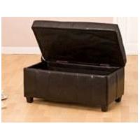 33F12L Brown Bonded Leather Medium sized Bench with Storage Ottoman