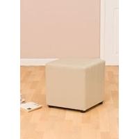 33F02PU Cream Faux Leather Cube without Lid