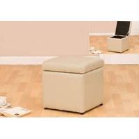 33S05PU Putty Faux Leather Cube with Hinged Lid