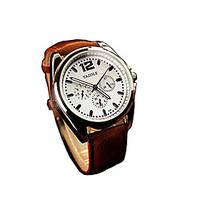 335 YAZOLE Fashion Men\'s Business Dress Watch Leather Strap Blue Ray Glass Analog Quartz Wrist Watches