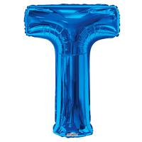 34 blue letter t foil balloon