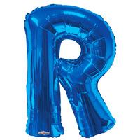 34 blue letter r foil balloon