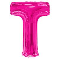 34 pink letter t foil balloon