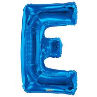 34 blue letter e foil balloon