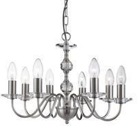 3458-8SS Monarch 8 Light Multi Arm Ceiling Light Silver Finish