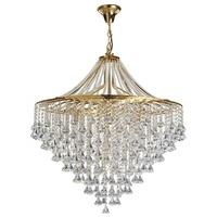 3497-7GO Searchlight Gold 7 Light Chandalier With Clear Crystals