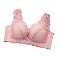 3/4 cup Bras, Double Strap Wireless Lace Bras Fixed Straps