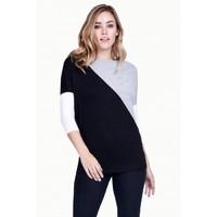 3/4 SLEEVE COLOUR BLOCK PANEL T-SHIRT