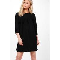 3/4 Sleeve Smock Dress - black