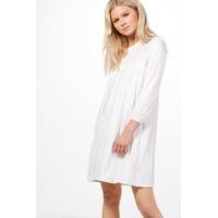 34 sleeve smock dress white