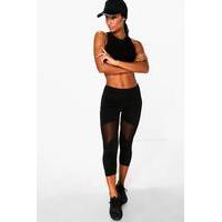 3/4 Length Mesh Panel Sports Leggings - black