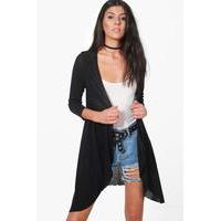 34 sleeve raw edge cardigan black