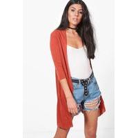 34 sleeve raw edge cardigan burnt orange