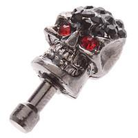 3.5mm Scary Skull with Diamond Red Eyes and Black Head Anti-dust Plug for iPhone 5/5S and Others