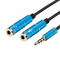 3.5mm Jack Stereo Headphone Mic Audio 1 Male to 2 Female Y Splitter Cable Adapte for PC Laptop Phone Tablet (0.28m 0.9Ft)