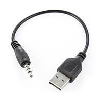 3.5mm Male to USB Male Audio Adapter AUX Cable Black 20cm
