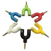 3.5mm Stereo 4-Position Plug to 3.5mm Mic Headphone Jack Adapter for PC(Assorted Color)