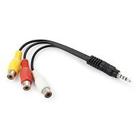 3.5mm Plug to 3-RCA Female AV Adapter Cable - Black Yellow White Red (16cm)