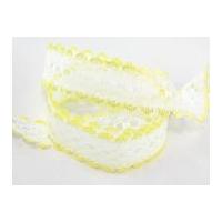 35mm Eyelet Knitting in Lace Trimming Lemon/White