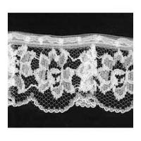 35mm Frilled Gathered Nylon Lace Trimming White