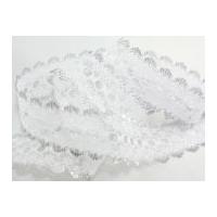 35mm Eyelet Knitting in Lace Trimming White/Silver Lurex