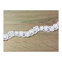 35mm Naomi Embroidered & Beaded Couture Bridal Lace Trimming White