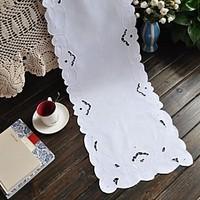 35x175cm Rectangular Embroidered Table Runner White Table Runner Cotton
