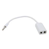 3.5mm Earphone Cable Splitter for iPhone, Samsung and More (Male to Dual Female, White) 0.15M