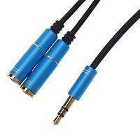 3.5mm Headphone Male to 2 Female Splitter Cable Blue (0.3M)