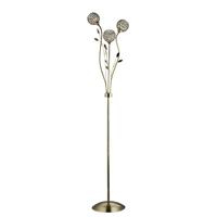 3573AB Bellis II Antique Brass/Glass 3 Light Flower Floor Lamp