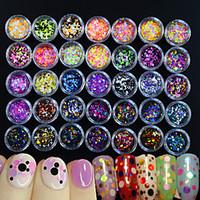 35bottles/set Hot Fashion Mixed Colorful Nail Art Glitter Round Paillette Beautiful Colored Thin Slice Sparkling Design Nail DIY Decoration P1-35