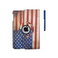 360 Degree Rotation Flag Pattern PU Leather Case with Stand and Pen for iPad 2/3/4