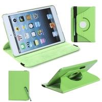 360 Degrees Rotating Protective Leather Case Skin Cover Stand for Apple iPad Mini Green with Stylus Pen & Screen Protector & Cleaning Cloth