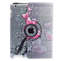 360 degree rotatable PU leather full body case with stand for iPad 2/3/4(Heart-Shaped Flower Pattern)